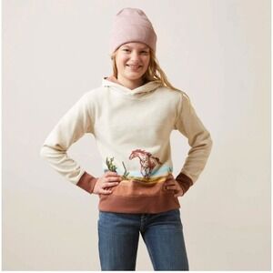 Ariat Wild Horse Hoodie Kids M/10 Brown Tan Cowgirl Country Western